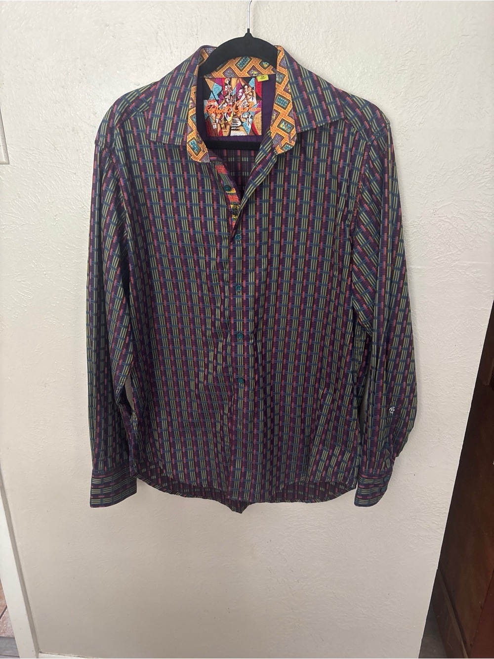 Robert Graham Men's Long-Sleeve Patterned Shirt in Multi-Color Size M